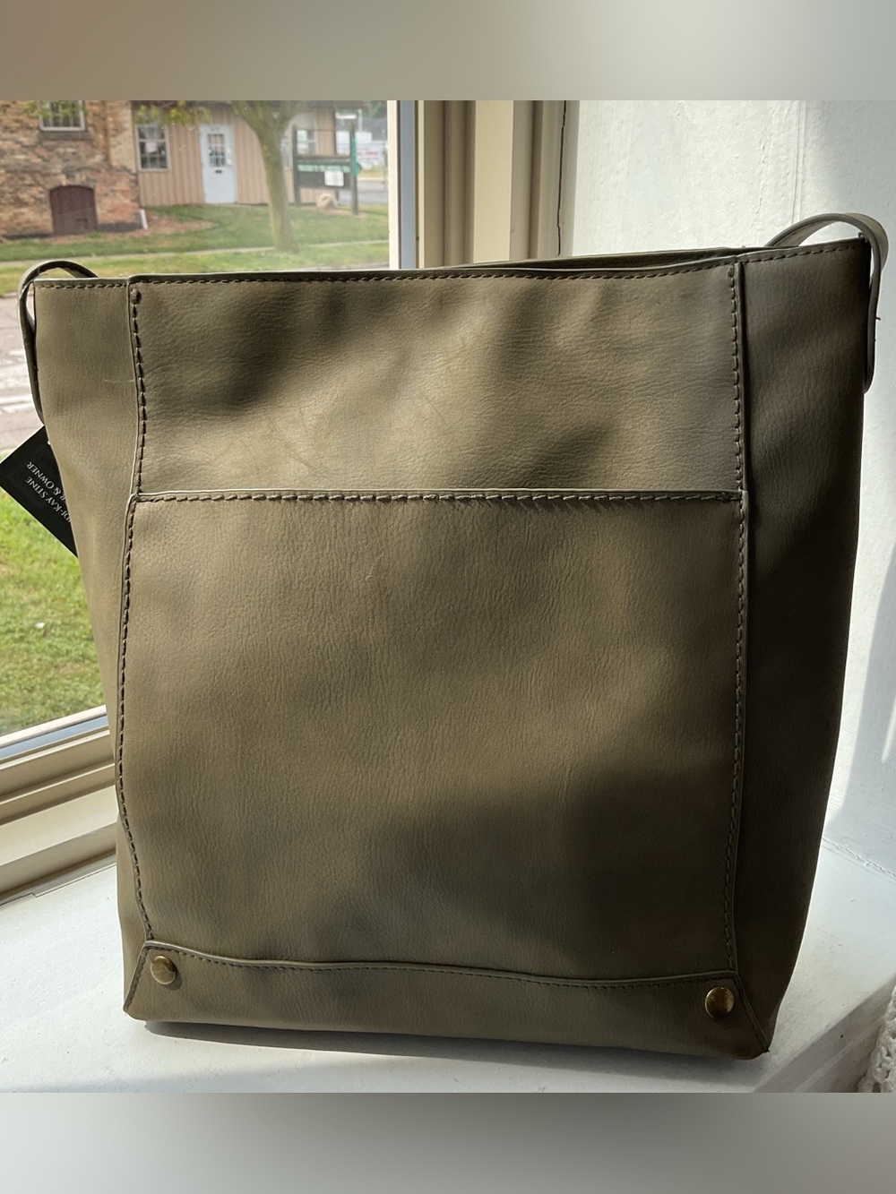 Olive Green Leather Shoulder Bag